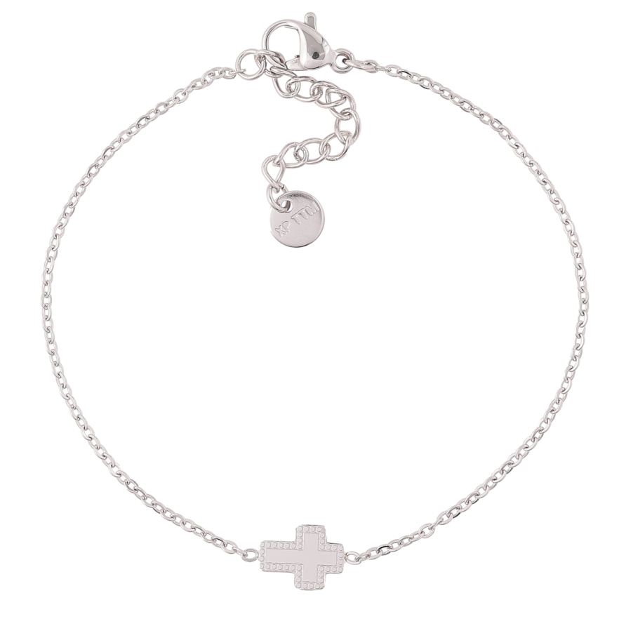 Браслет Xuping ТТМ Stainless Steel колір Родій «Ланцюжок зі вставкою Хрестик» з доп.ланцюгом 17-20см х 1мм фото №1