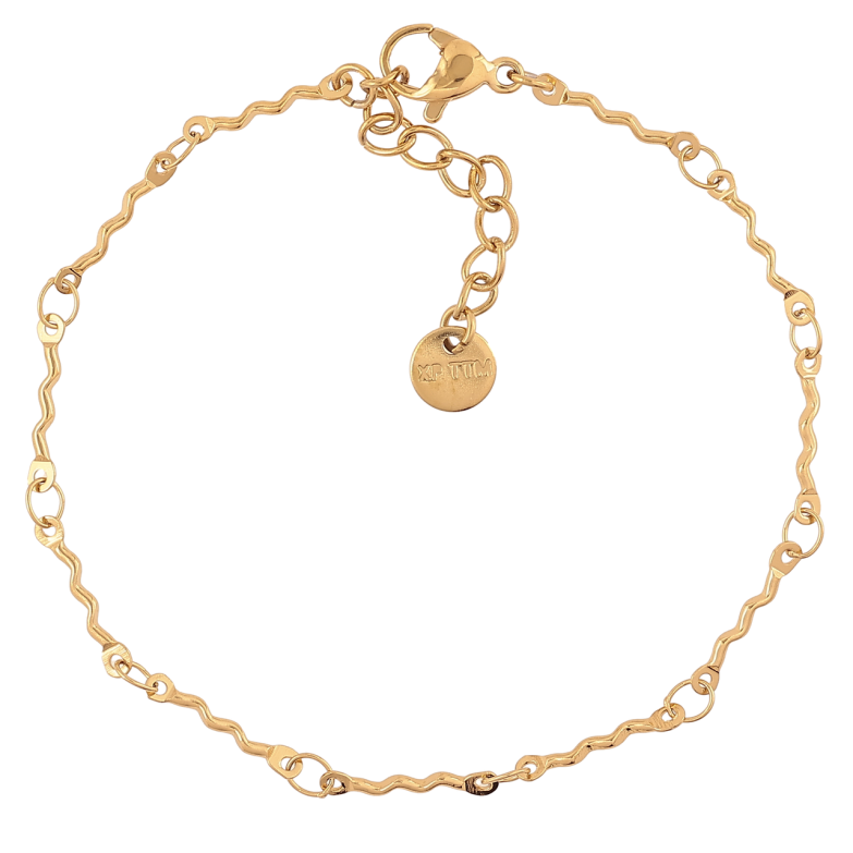 Браслет Xuping ТТМ Stainless Steel колір 14К «Хвиля» з доп.ланцюгом 16.5-19.5см х 1.5мм фото №1