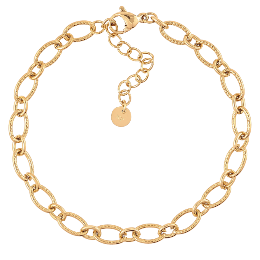 Браслет Xuping ТТМ Stainless Steel цвет 14К Цепочка фантазийная с узором с доп.цеп 17-20.5см х 5мм фото №1