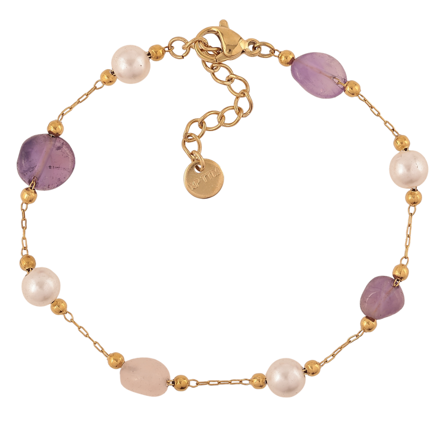 Браслет Xuping ТТМ Stainless Steel колір 14К «Ланцюжок з кольоровими намистинами» з доп.ланцюгом 18-21см х 1мм фото №1