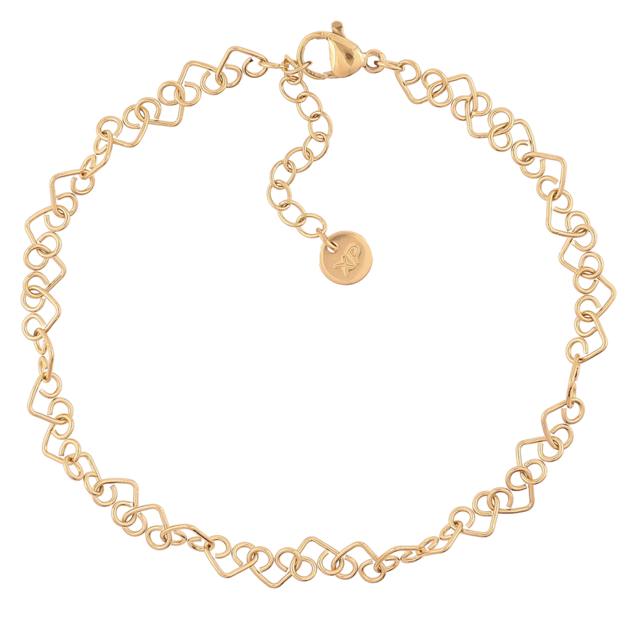 Браслет Xuping ТТМ Stainless Steel цвет 14К Сердечки с доп.цеп 19.5-22.5см х 5мм фото №1