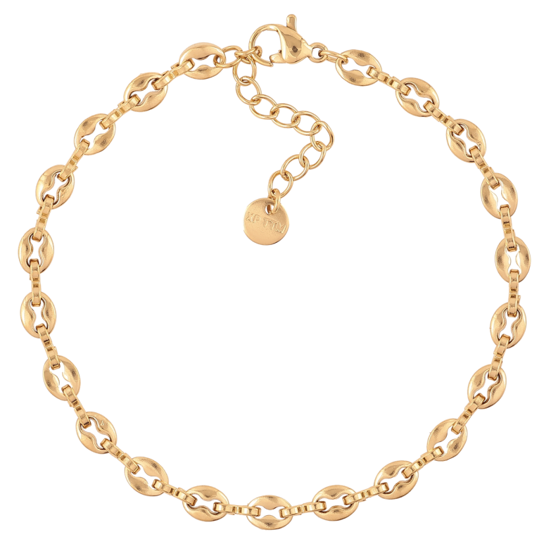 Браслет Xuping ТТМ Stainless Steel цвет 14К Декоративные звенья с доп.цеп 18.5-21.5см х 5мм фото №1