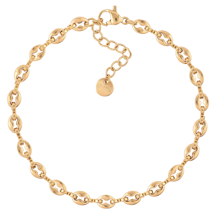 Браслет Xuping ТТМ Stainless Steel цвет 14К Декоративные звенья с доп.цеп 18.5-21.5см х 5мм фото №1