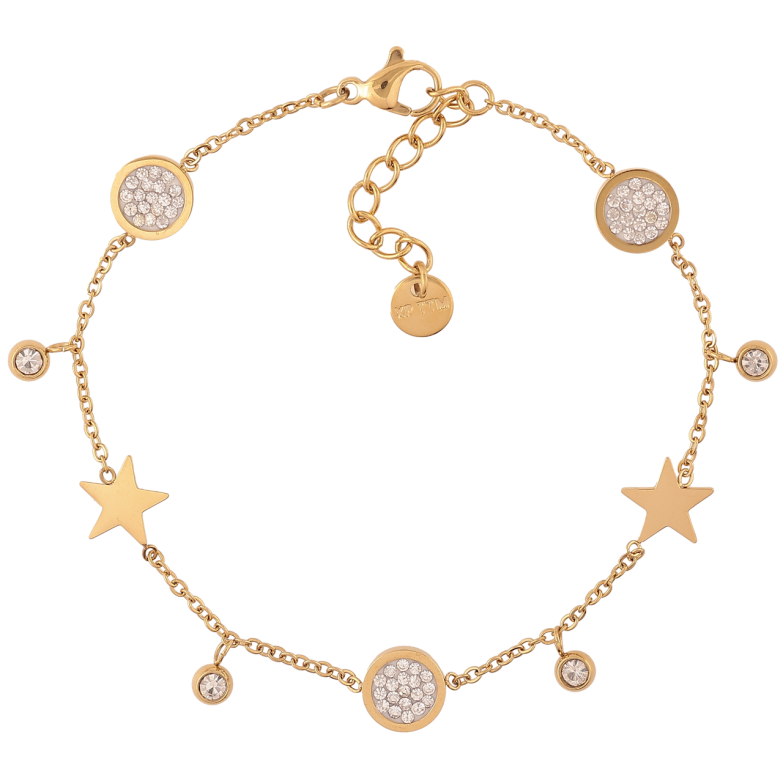 Браслет Xuping ТТМ Stainless Steel колір 14К «Ланцюжок зі вставками та підвісками» з доп.ланцюгом 18-21см х 1.5мм фото №10