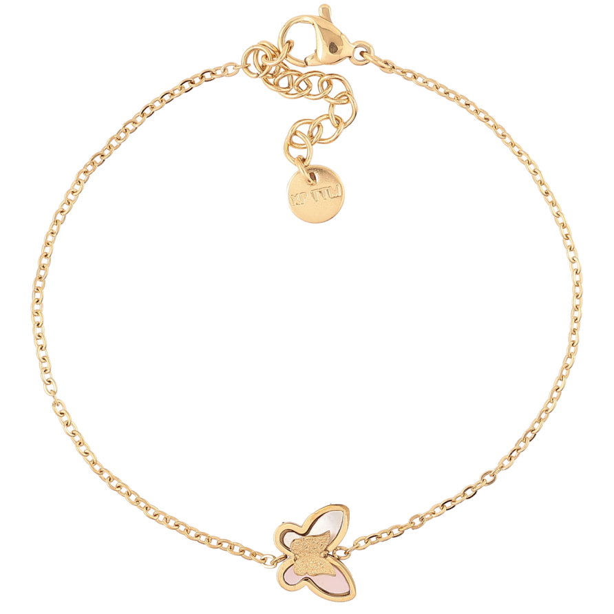 Браслет Xuping ТТМ Stainless Steel цвет 14К Цепочка с бабочкой с доп.цеп 17-20см х 1.5мм фото №1