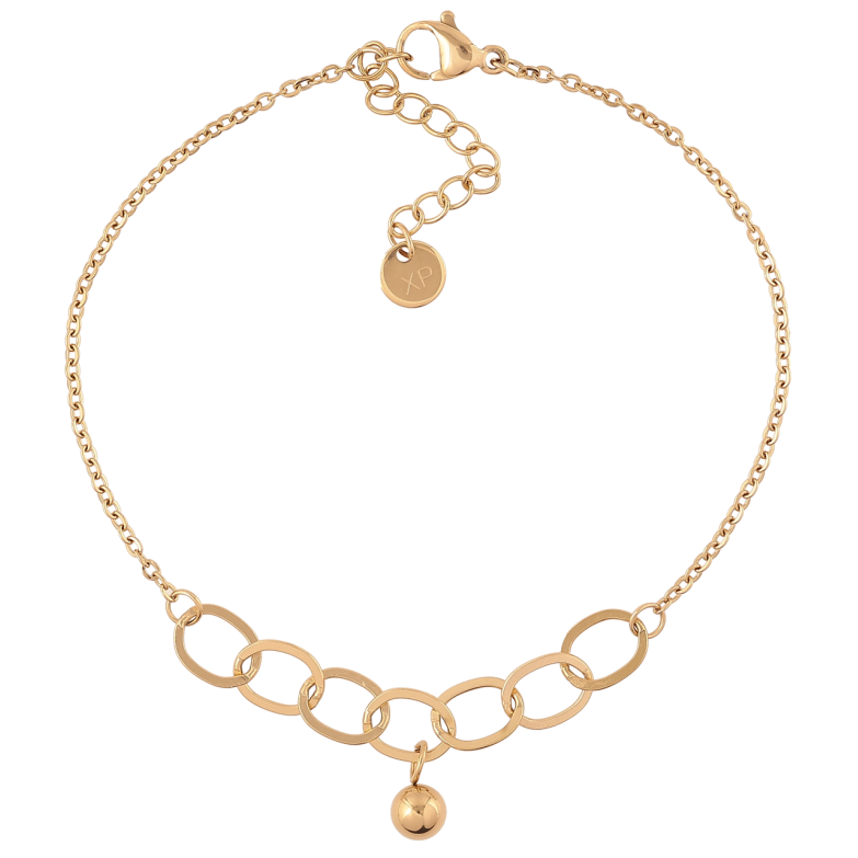 Браслет Xuping ТТМ Stainless Steel колір 14К «Ланцюжок Комбінований з підвіскою» з доп.ланцюгом 19-22.5см х 1.5мм фото №1