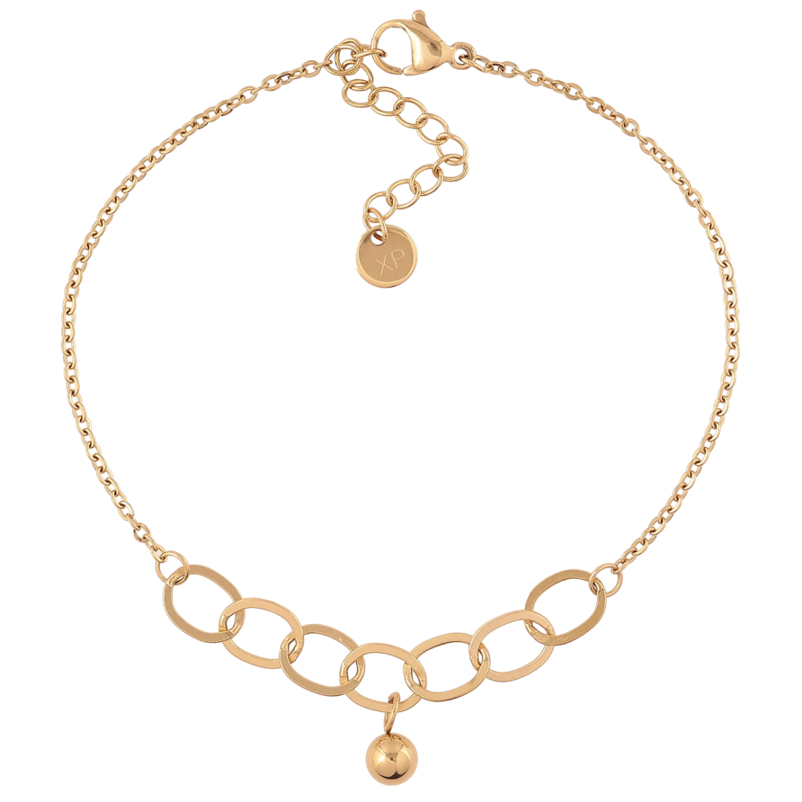 Браслет Xuping ТТМ Stainless Steel колір 14К «Ланцюжок Комбінований з підвіскою» з доп.ланцюгом 19-22.5см х 1.5мм фото №1