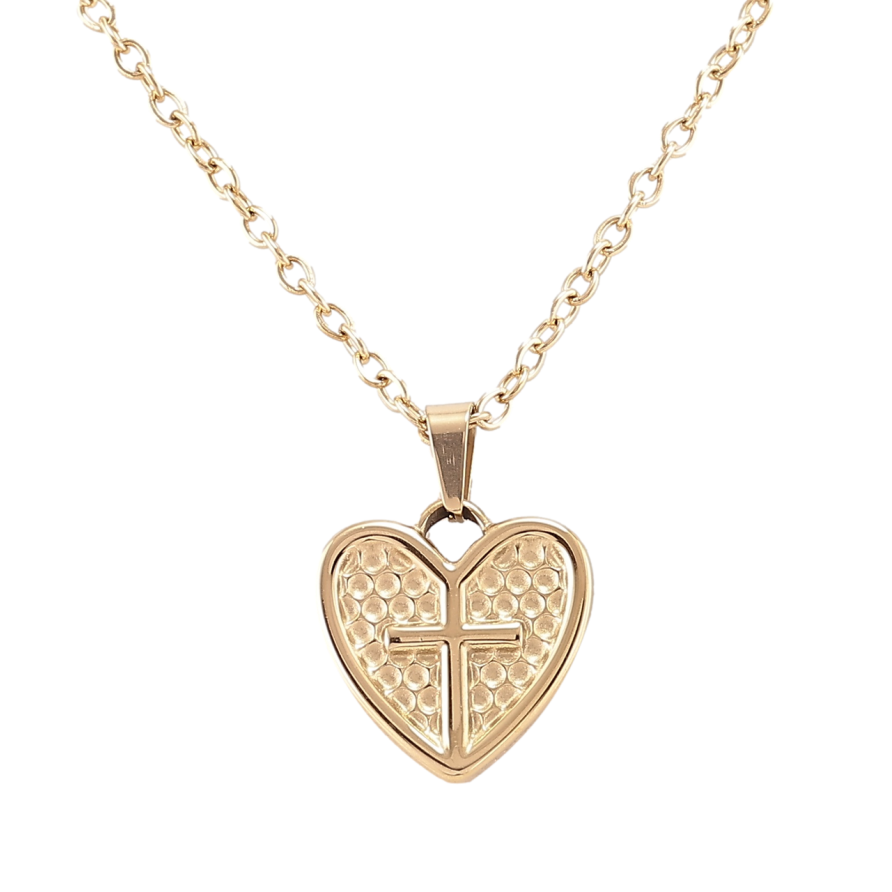 Кулон на ланцюжку Xuping ТТМ Stainless Steel колір 14K «Сердечко з Хрестиком» довжина 43-49см х 2мм фото №1