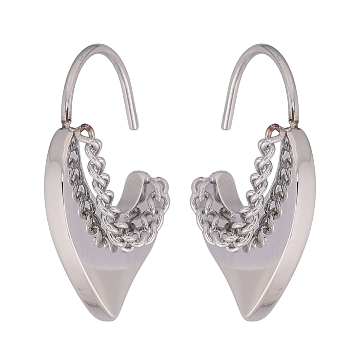 Сережки Xuping TTM Stainless Steel колір Родій французький замок «Декоративні сердечка з ланцюжками» фото №22