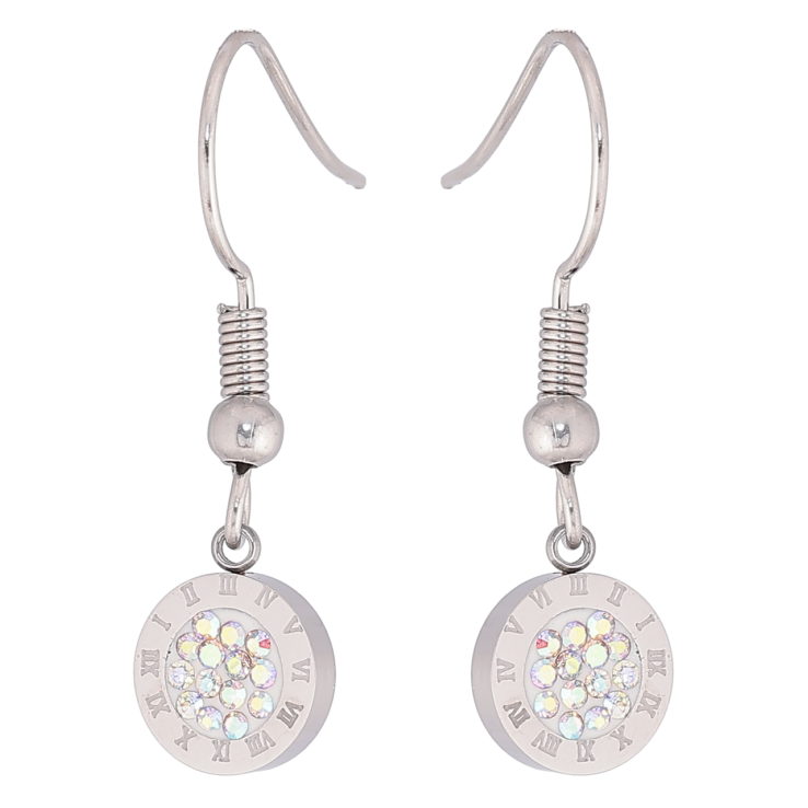 Сережки Xuping TTM Stainless Steel колір Родій французький замок «Підвіски з циферблатом і райдужними фіанітами» фото №21
