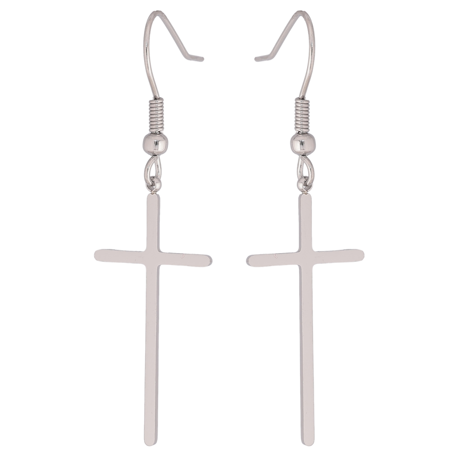 Сережки Xuping TTM Stainless Steel колір Родій французький замок «Хрестики» фото №1