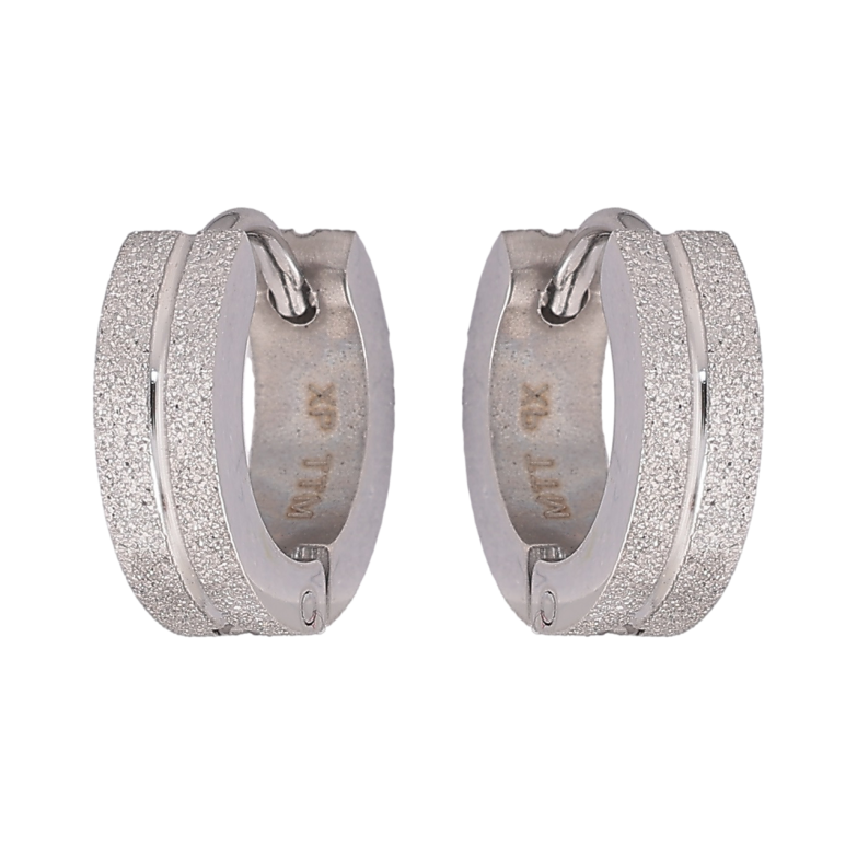 Сережки Xuping TTM Stainless Steel колір Родій колечка «Візерунок з шагренью» фото №3