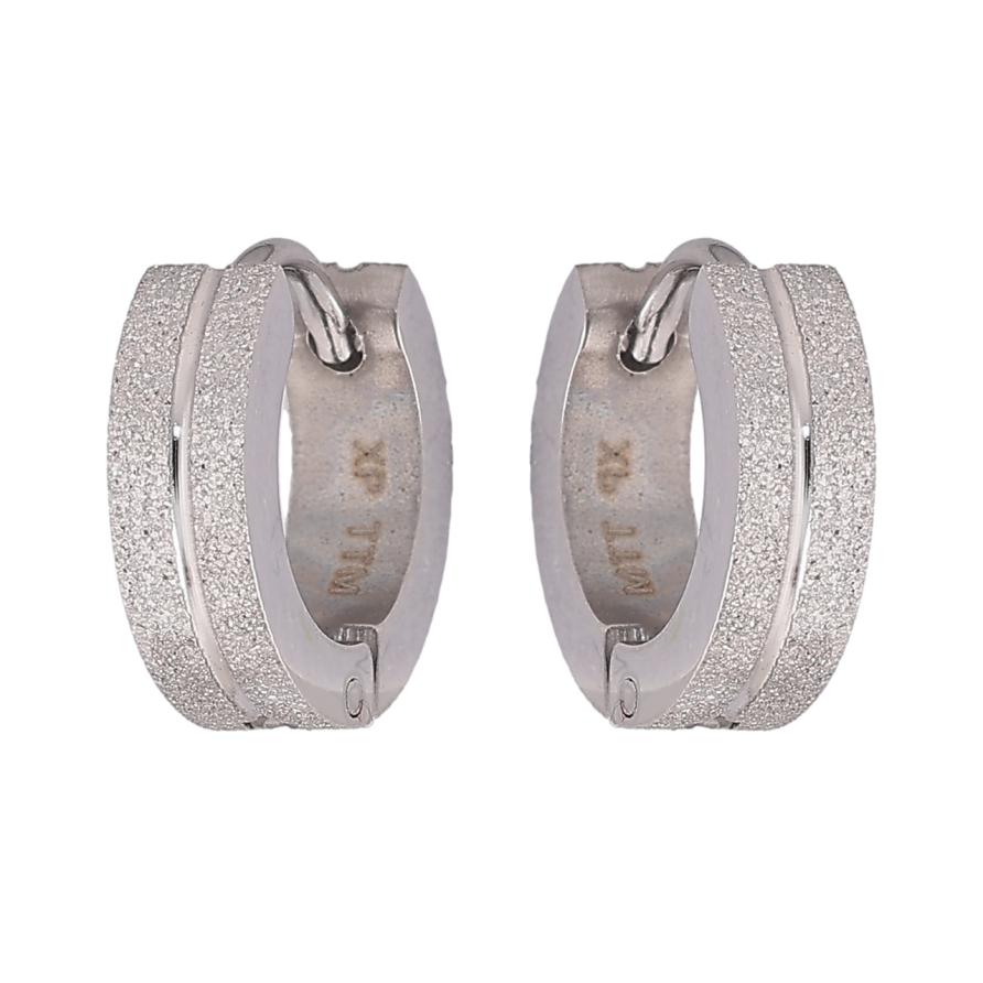 Сережки Xuping TTM Stainless Steel колір Родій колечка «Візерунок з шагренью» фото №1