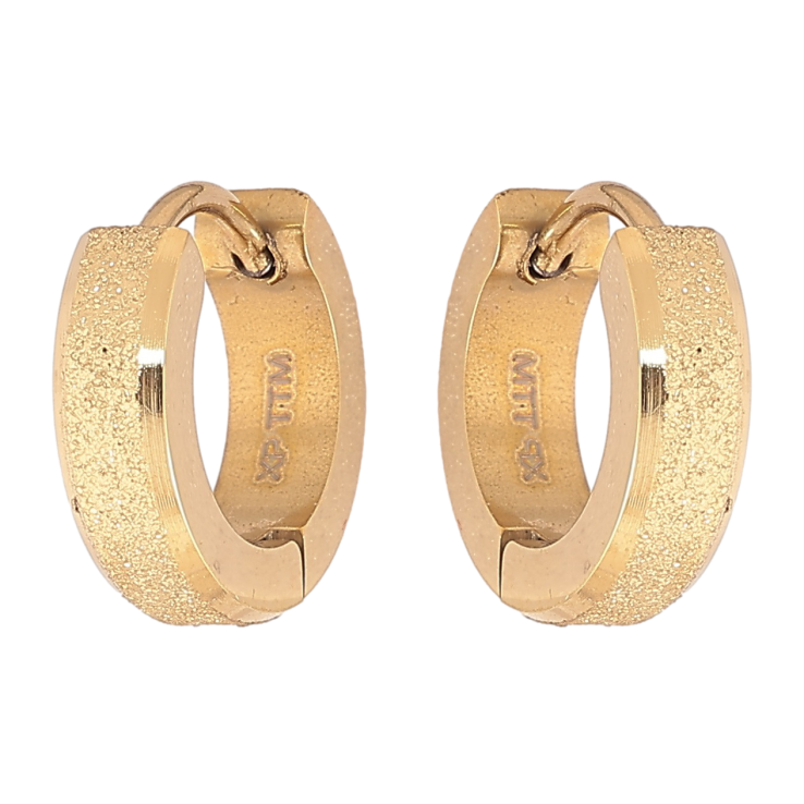 Серьги Xuping TTM Stainless Steel цвет 14К колечки Узор шагренью фото №3