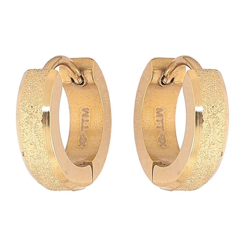 Серьги Xuping TTM Stainless Steel цвет 14К колечки Узор шагренью фото №2