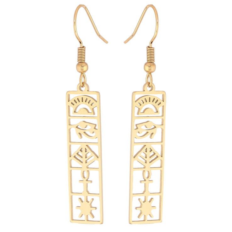 Сережки Xuping TTM Stainless Steel колір 14К французький замок «Підвіски з єгипетськими ієрогліфами» фото №24