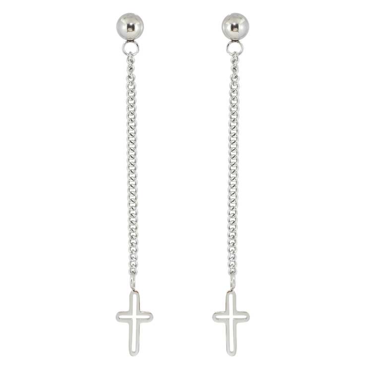 Сережки Xuping TTM Stainless Steel колір Родій пусети Підвіски хрестики фото №12