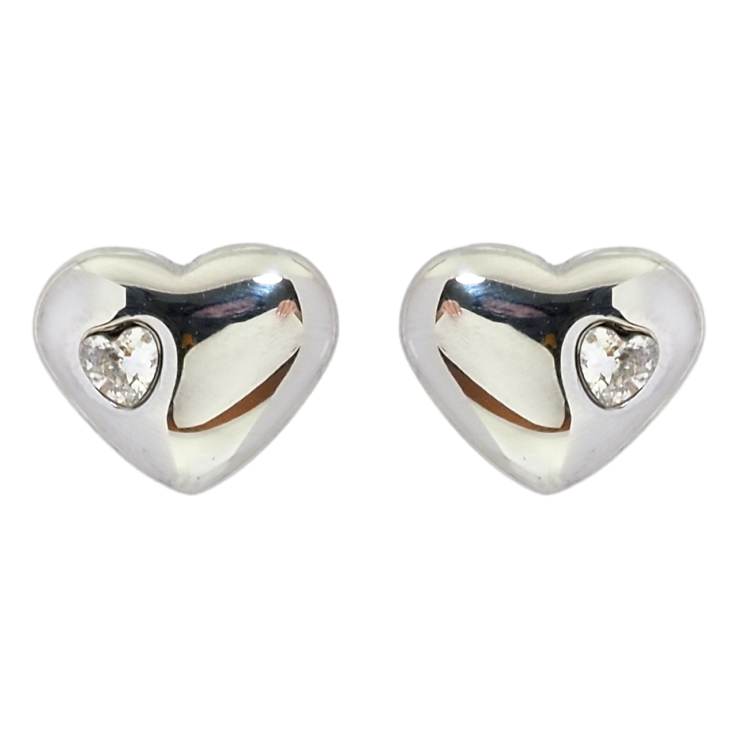 Сережки Xuping TTM Stainless Steel колір Родій пусети Серця з кристалами фото №10