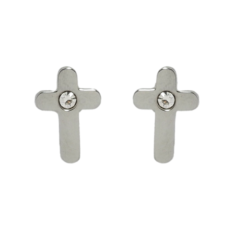 Сережки Xuping TTM Stainless Steel колір Родій пусети Хрестики фото №22