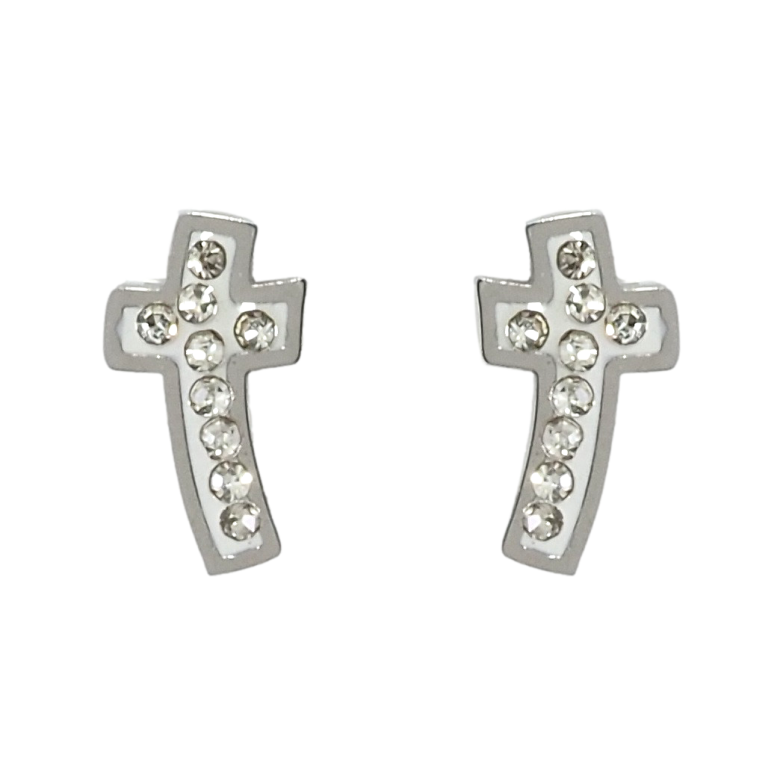 Серьги Xuping TTM Stainless Steel цвет Родий пусеты Крестики фото №1