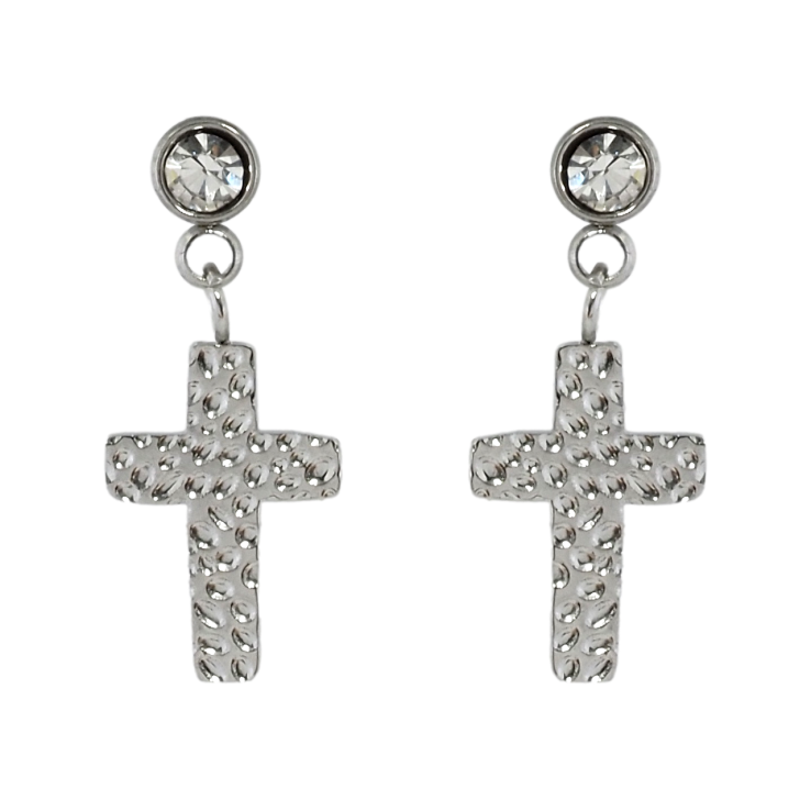 Сережки Xuping TTM Stainless Steel колір Родій пусети Підвіски хрестики фото №8