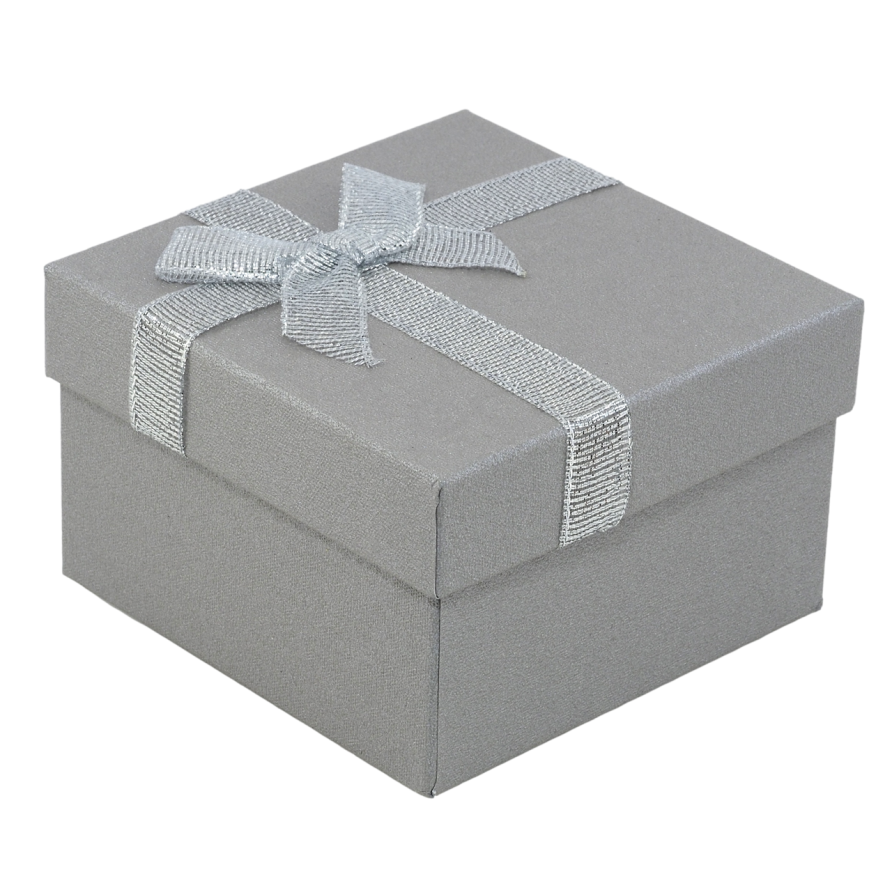 Подарункова коробка сіра з бантом Універсальна з подушечкою (Браслет, Годинник) Розмір 9х9см h= 5.5см фото №1