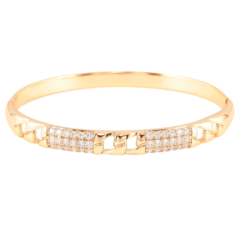 Браслет Xuping Позолота 18K «Візерунок ланцюжок з інкрустацією цирконієм» ø 6см фото №1