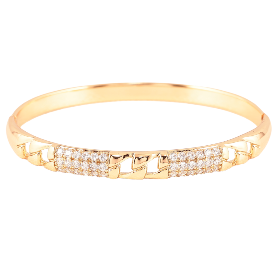 Браслет Xuping Позолота 18K «Візерунок ланцюжок з інкрустацією цирконієм» ø 6см фото №1