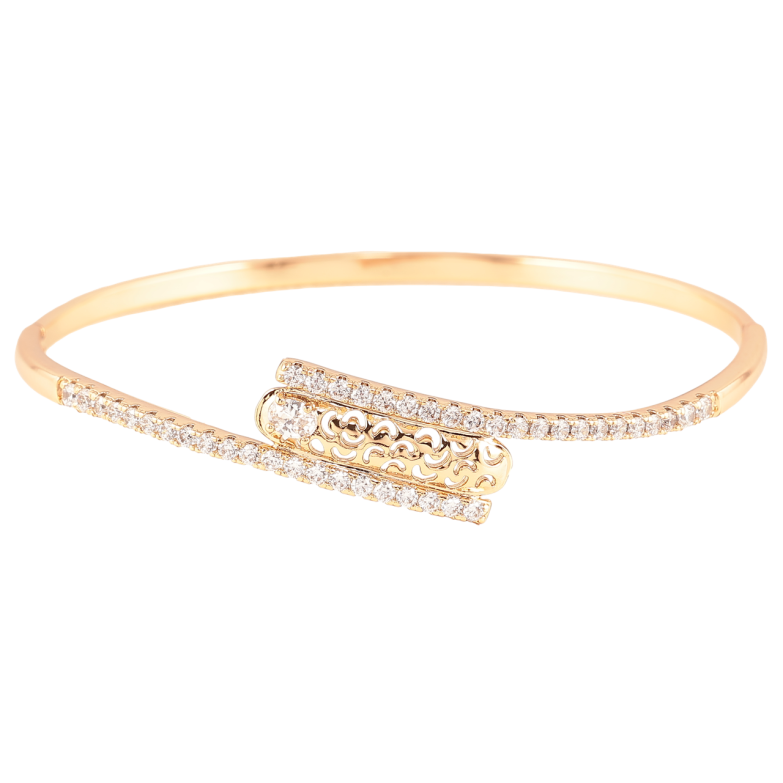 Браслет Xuping Позолота 18K «Доріжки цирконію з різьбленим візерунком» ø 6см фото №12