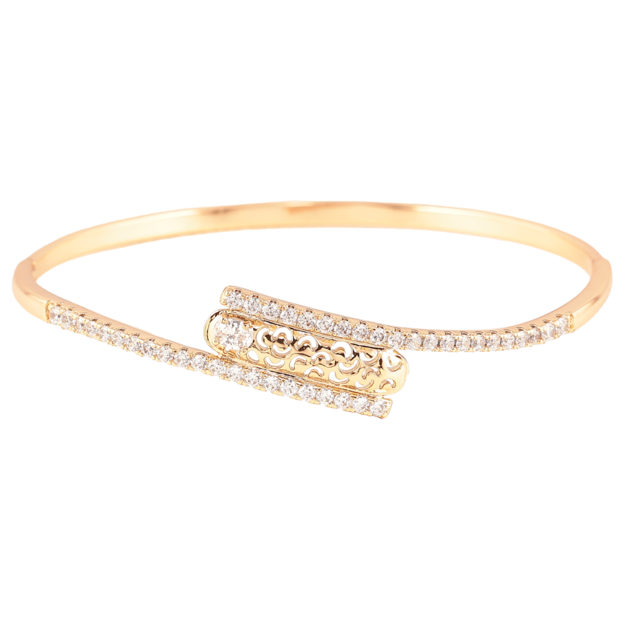 Браслет Xuping Позолота 18K «Доріжки цирконію з різьбленим візерунком» ø 6см фото №1