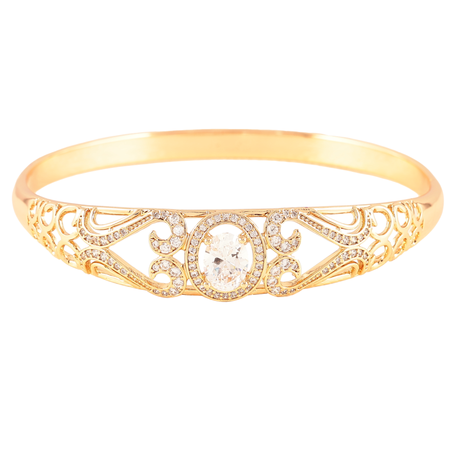 Браслет Xuping Позолота 18K «Витончений орнамент з цирконієм» ø 6см фото №1