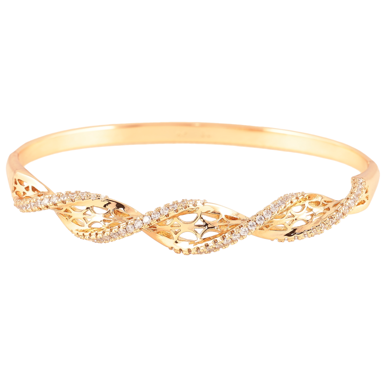Браслет Xuping Позолота 18K «Різьблений візерунок з цирконієм» ø 6см фото №1