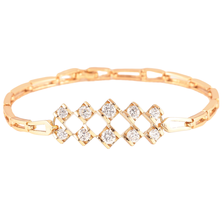 Браслет Xuping Позолота 18K Ромбовый узор с цирконием длина 18.5см фото №1