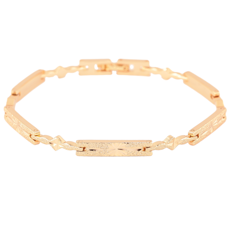 Браслет Xuping Позолота 18K «Ланки з візерунком шагренью» довжина 19см фото №3