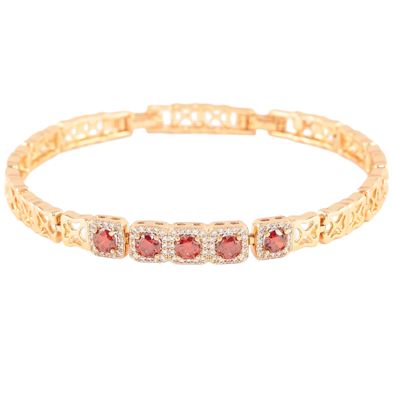 Браслет Xuping Позолота 18K «Візерунок з червоними фіанітами в обрамленні цирконію» довжина з доп. замком 17.5,19.5см фото №2