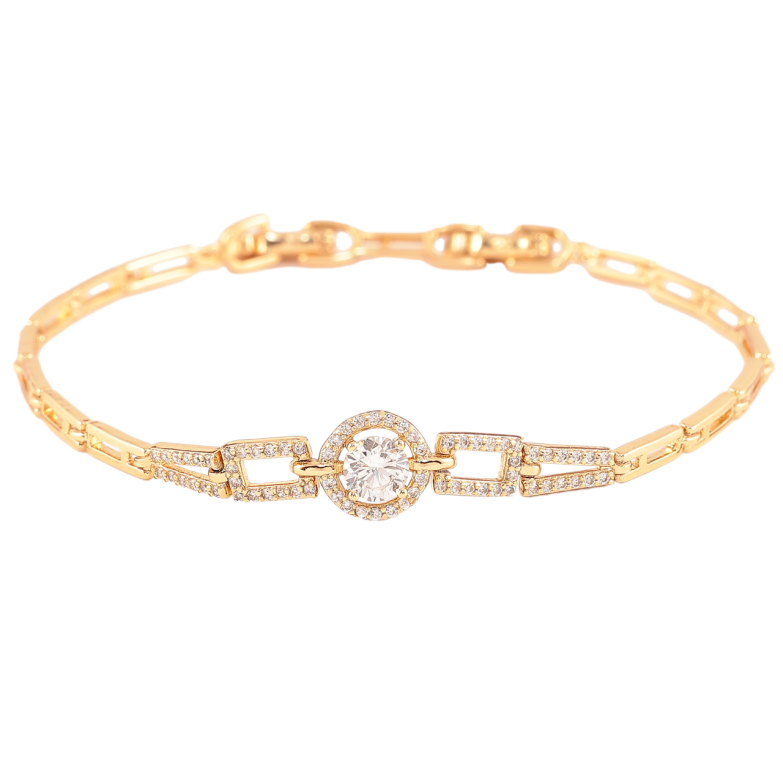 Браслет Xuping Позолота 18K Узор с цирконием длинна с доп. замком 17,19см фото №1