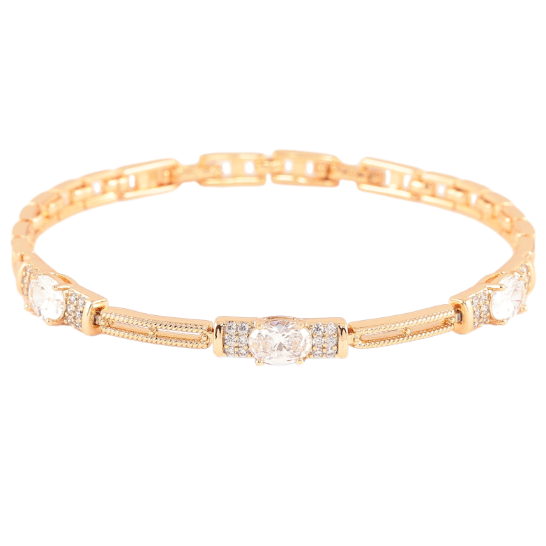 Браслет Xuping Позолота 18K «Візерунок з інкрустацією цирконієм і фіанітами» довжина з доп. замком 17,19см фото №1