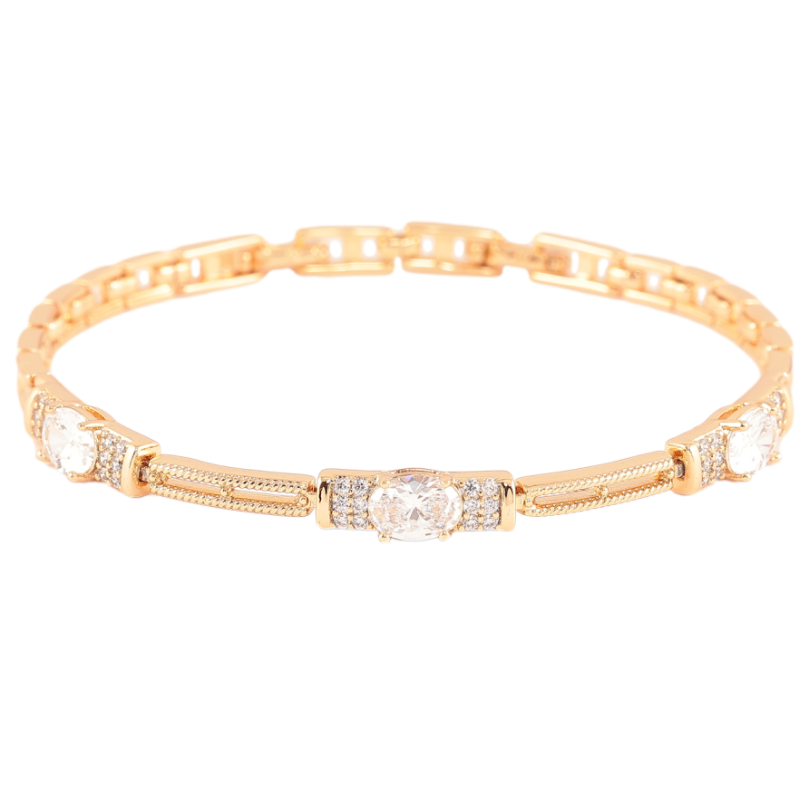 Браслет Xuping Позолота 18K Узор с инкрустацией цирконием и фианитами длинна с доп. замком 17,19см фото №1