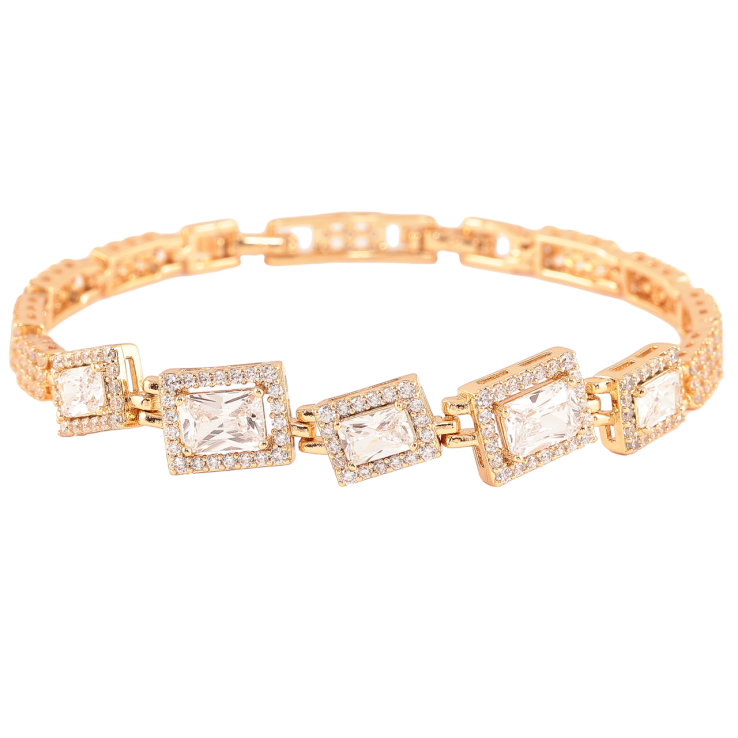 Браслет Xuping Позолота 18K «Фіаніти в обрамленні цирконію» довжина з доп. замком 17,19см фото №4