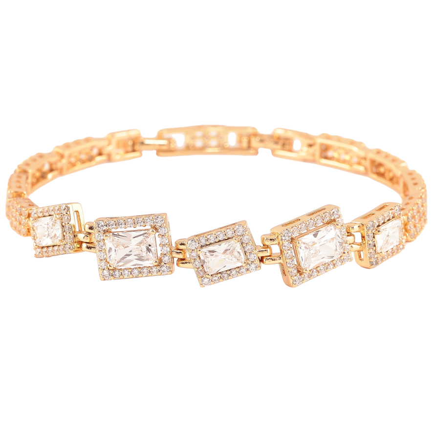 Браслет Xuping Позолота 18K «Фіаніти в обрамленні цирконію» довжина з доп. замком 17,19см фото №1