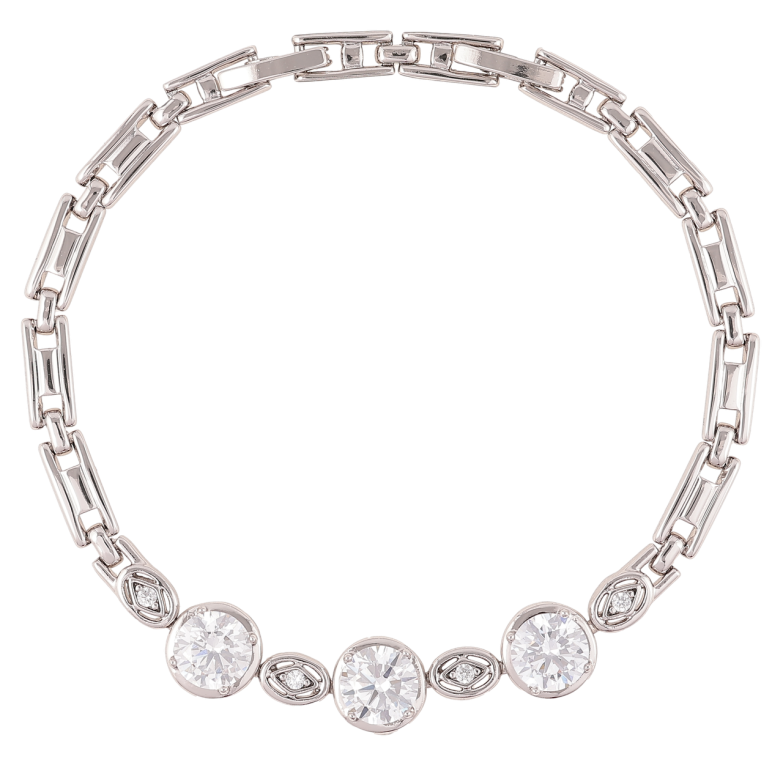 Браслет Xuping Родий Узор с тремя фианитами размер с доп. замком 17,19см фото №13