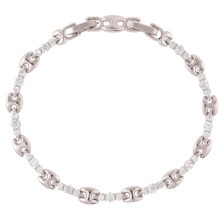 Браслет Xuping Родий Дорожка циркония с декоративными звеньями размер с доп. замком 17,19см фото №1