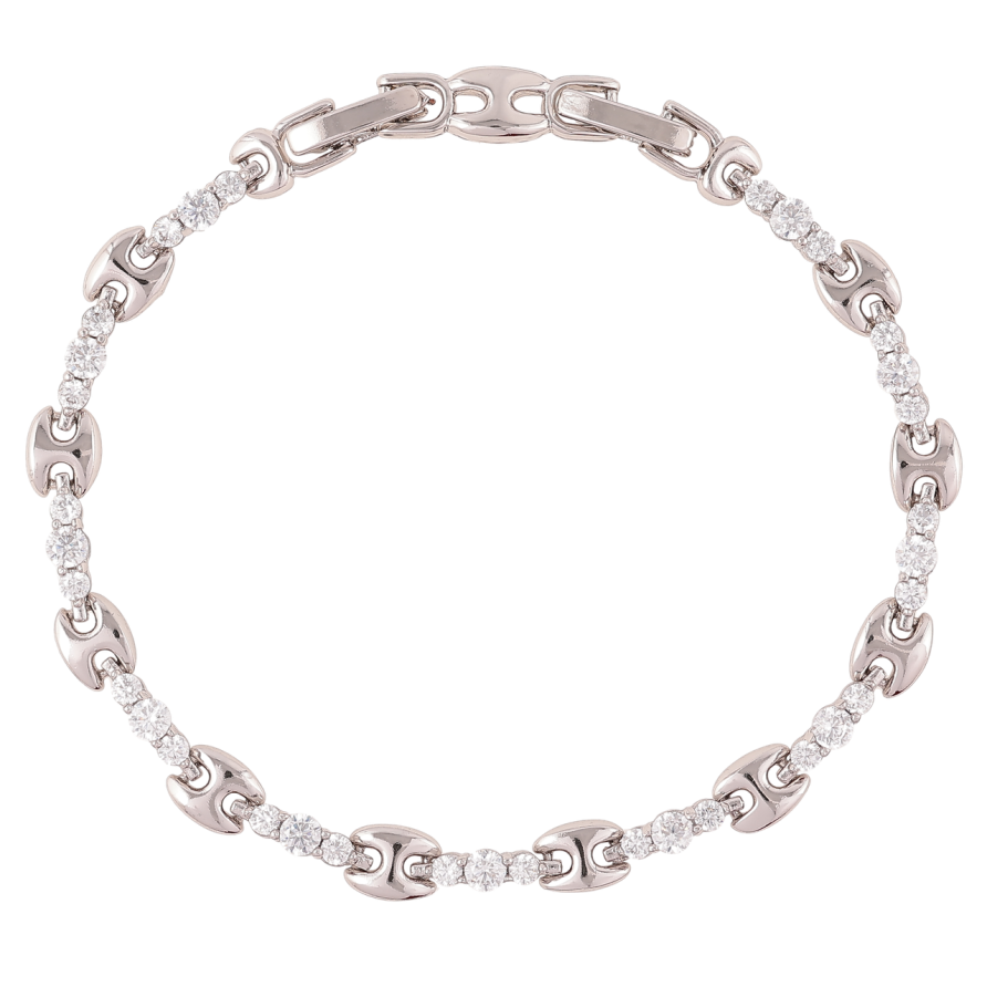 Браслет Xuping Родій «Доріжка цирконію з декоративними ланками» розмір з доп. замком 17,19см фото №1