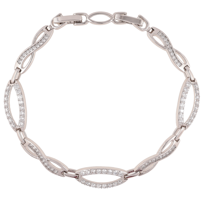 Браслет Xuping Родий Узор с цирконием размер с доп. замком 16.5,18.5см фото №1