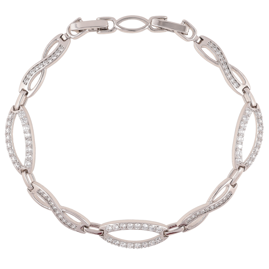 Браслет Xuping Родий Узор с цирконием размер с доп. замком 16.5,18.5см фото №1