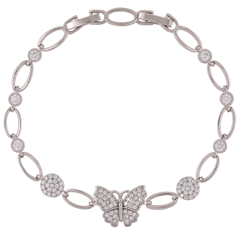 Браслет Xuping Родий Бабочка с цирконием размер с доп. замком 17,19см фото №1