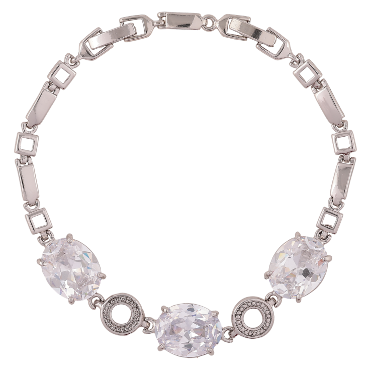 Браслет Xuping Родий Узор с тремя фианитами размер с доп. замком 18-21см фото №24