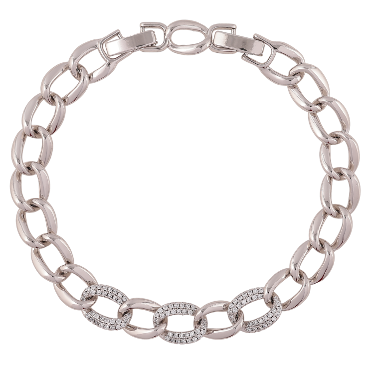 Браслет Xuping Родій «Панцирний ланцюжок з цирконієм» розмір з доп. замком 17-19см фото №8