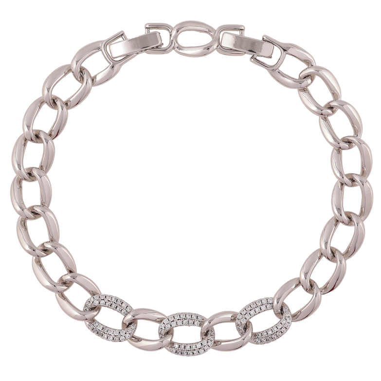 Браслет Xuping Родий Панцирная цепочка с цирконием размер с доп. замком 17-19см фото №1