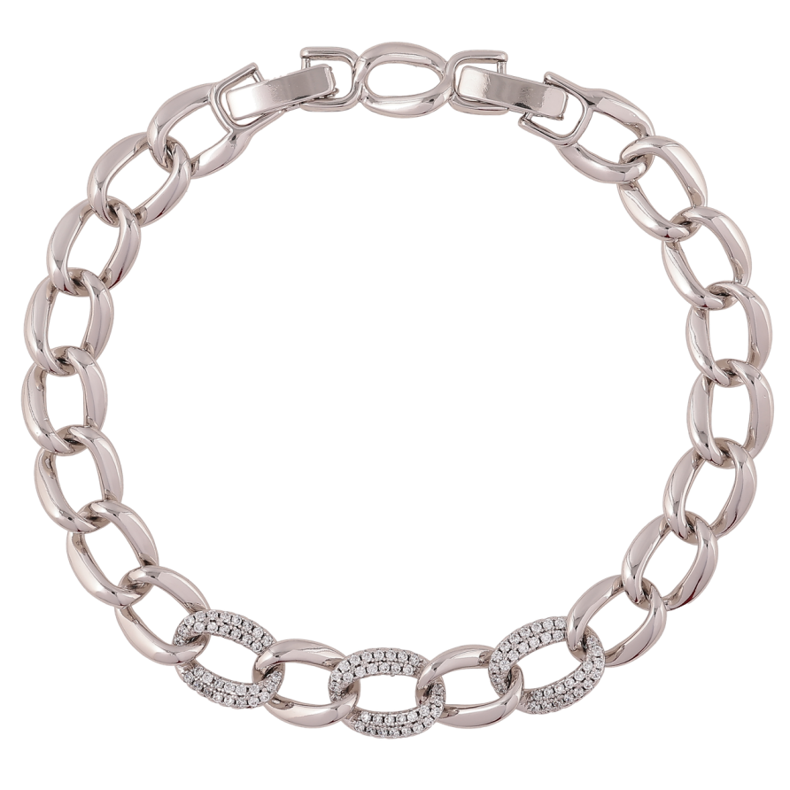 Браслет Xuping Родій «Панцирний ланцюжок з цирконієм» розмір з доп. замком 17-19см фото №1